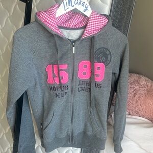 Gray and Pink Women's Hoodie
